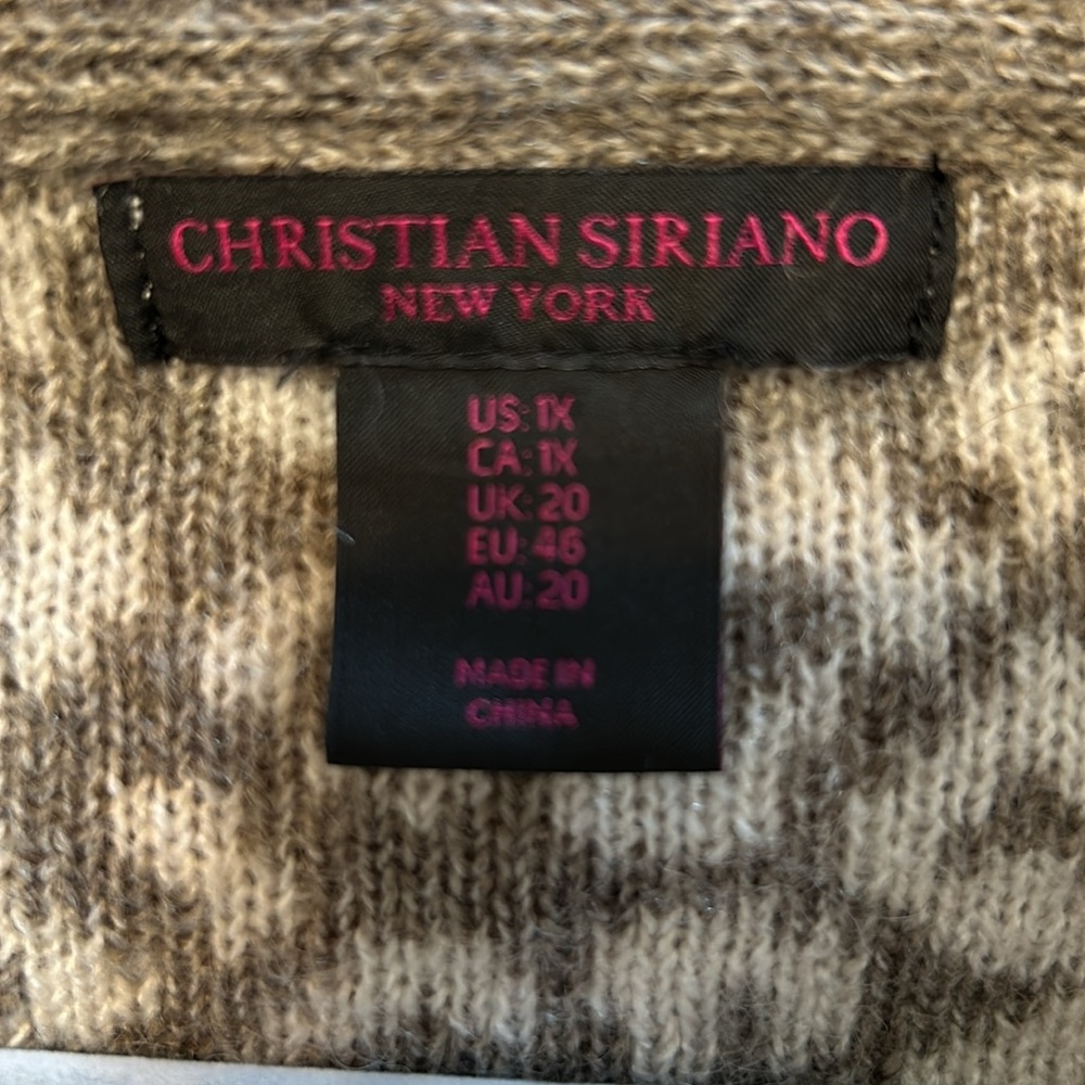 Christian Siriano Wool Gray & White Wrap Cardigan 1X Cowl Neckline Animal Print - Picture 6 of 9